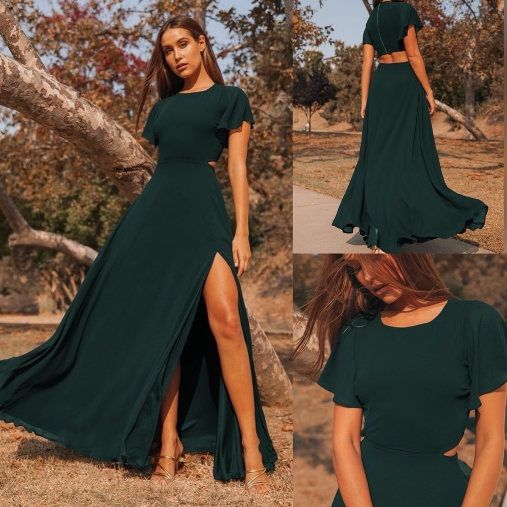 Lulus Garden Bliss Emerald Green Cutout Maxi Dress NWT | Medium